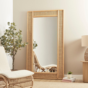 Arched rattan <b>floor</b> <b>stand</b> <b>mirror</b> sustainable home accessory decorative full-length <b>mirrors</b> - Product Image 1