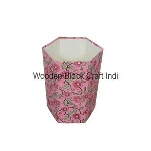 Hand <b>Block</b> floral Printed DIY cardboard dustbin solutions for environmentally conscious individuals for office or home use - Product Image 2