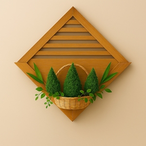 Handmade Bamboo & Wooden Art Deco Woven Wall <b>Shelf</b> Storage Organizer for Kitchen Home Decor - Product Image 4
