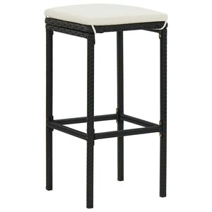 Set di 6 sgabelli da bar con struttura nera e cuscino in rattan PE bianco crema - Product Image 2