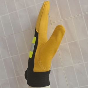 Men's Full Finger Tactical Gloves With Reflective Stripe Adjustable Wrist <b>Strap</b> Leather Outdoor Protection - Product Image 5