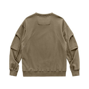 เสื้อสเวตเชิ้ตผู้ชายทรงโอเวอร์ไซส์ ไหล่ตก สีพื้น คอกลม สำหรับฤดูหนาว ผ่านเทคนิคการซักแบบวอช พร้อมงานสกรีนคุณภาพสูง - Product Image 3