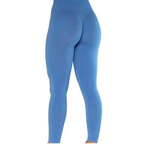 Leggings de sport pour femmes, taille mi-haute, couleur unie, séchage rapide, respirants, sans coutures, en nylon et élasthanne - Product Image 3