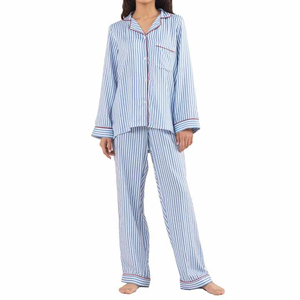 Conjunto de Salón Elegante de Manga Larga para Mujer, Verano/Invierno, 100% Algodón Satinado, Antibacterial, Ecológico, Personalizado OEM - Product Image 1