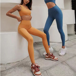 Ensemble de yoga gris pour femme, 2 pièces, couleur unie, haut court à manches longues, pantalon de jogging respirant en coton et élasthanne à taille mi-haute avec cordon de serrage - Product Image 5