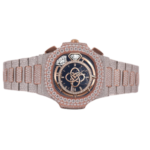 Montre de luxe pour homme en moissanite VVS, entièrement sertie de diamants, bracelet en acier inoxydable - Product Image 1