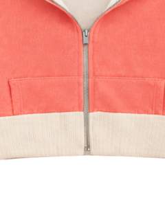 Sudadera con capucha corta para mujer, color rosa coral, con cremallera, de algodón y forro polar, estilo color block, informal, para uso diario. - Product Image 6