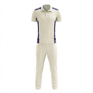 Tenue d'équipe de cricket personnalisée : Polo crème et violet, pantalon de jogging respirant, durable, écologique, léger en polyester, vêtements de sport - Product Image 4