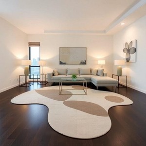 Modern Neutral Organic Shape Rug Hand Tufted Woolen Irregular Design Indoor Outdoor Rug Home Decor Best Price - Product Image 1