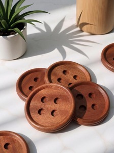 Ensemble de dessous-de-verre ronds en bois résistants à la chaleur, sets de table modernes pour la protection des tasses à café - Product Image 5