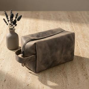 Genuine Leather Toiletry Bag <b>Mens</b> Dopp Kit Luxury Shaving Wash Bag Travel Cosmetic <b>Pouch</b> Wholesale Price OEM TYG-0228 - Product Image 4