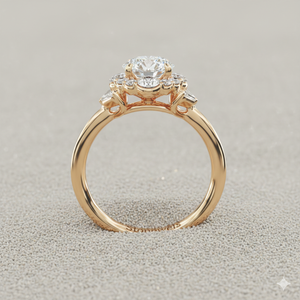 Bague de fiançailles Stonewels Glamour Halo de style vintage avec diamant serti à griffes pour or certifié - Product Image 2