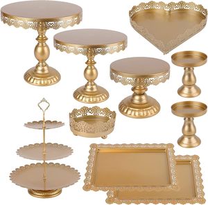 Wholesale Elegant Gold <b>Cake</b> Stand Set Metal Round Dessert Pedestal Tray 3-Tier Cupcake Tower Holder for Wedding Party <b>Supplies</b> - Product Image 3