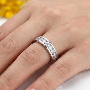 High Quality Luxury Lab Grown Round Brilliant Cut Eternity Band <b>Ring</b> 14K Solid White Gold Fine <b>Proposal</b> Wedding Gift For Lovers - Product Image 3