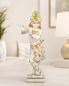 Estatua Tradicional de Krishna en Resina Superfina con Flauta |   Ídolo del Dios Hindú Krishna Hecho a Mano |   Decoración para el Hogar y el Templo - Product Image 3