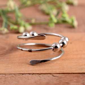 Adjustable 925 Sterling Silver Anxiety Fidget <b>Ring</b> for Stress Relief Handmade <b>Spinner</b> <b>Ring</b> with 3 Movable Beads Arthritis Finger - Product Image 1