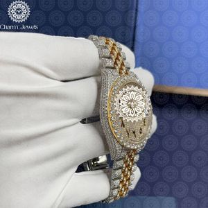 Montre de Luxe pour Homme Charm Jewels en Acier Inoxydable, Boîtier 40mm, Analogique Mécanique, Lunette Diamantée, Bracelet en Acier Inoxydable 20cm, Étanchéité 10 Bar - Product Image 3