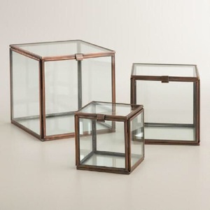 Caja de Joyería de Vidrio Única con Marco de Latón, Forma Cuadrada, Estuche Transparente para Almacenamiento y Organización de Objetos Pequeños - Product Image 6