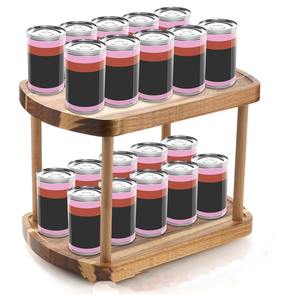 Plateau tournant Lazy Susan en bois à 2 niveaux, fait main, robuste, moderne, pour rangement de cuisine et décoration intérieure - Product Image 4