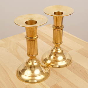 Solid Brass <b>Candlestick</b> <b>Holder</b> Pair Polished <b>Gold</b> Finish Durable Home Decoration Metal Candle <b>Holders</b> - Product Image 2