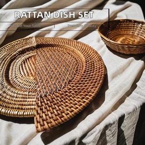 Assiette de présentation en rotin tressé à la main, de luxe, écologique, options personnalisables pour une mise en scène de table élégante, décorations de mariage, vente en gros - Product Image 3