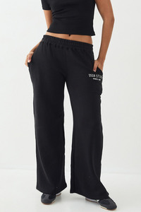 Pantalon de jogging noir premium pour femme, taille haute, coupe large et droite, décontracté, ample, pour le sport et la détente, vente en gros - Product Image 3