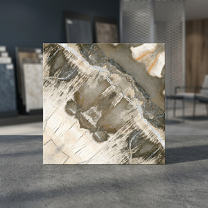 Carrelage en céramique effet marbre italien 60x60 cm pour usage domestique, 24x24, 8 mm, effet bookmatch, brun/marbre, porcelaine 600x600 mm, brique réfractaire, sol de hall - Product Image 3