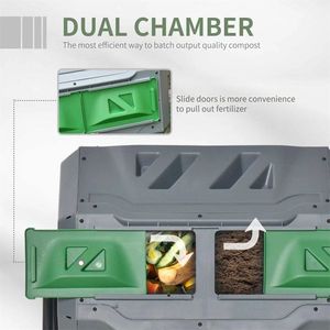 Fertilizzante Composto Grigio da 162L per Esterni con Tamburo Rotante Automatico e Motore Integrato - Product Image 4