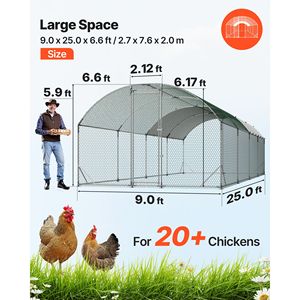 Grande Pollaio in Metallo 9 X 25 X 6.6 ft con Telaio Robusto, Recinto per Polli con Tetto a Cupola e Copertura Impermeabile, Nuovo - Product Image 2