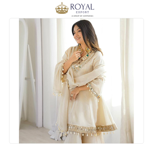Último Diseño y Nuevo Estilo, Traje Sharara de Organza de Seda Tebby con Bordado de Encaje y Espejos Reales, Colección para Bodas en Venta - Product Image 4