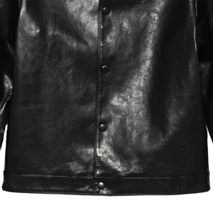 Veste décontractée slim fit pour homme en similicuir marron avec col en fausse fourrure Teddy, rembourrage chaud, fermeture éclair, manches longues, broderie de perles. - Product Image 5