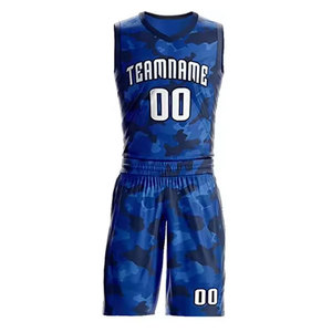 Uniforme de baloncesto azul camuflado, camiseta de baloncesto personalizada, camiseta de baloncesto al por mayor, equipo deportivo para hombre o mujer - Product Image 1