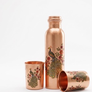 Premium <b>Copper</b> <b>Drinking</b> <b>Bottle</b> With Traditional Design For Everyday Water Storage At Home Office Gym Travel And School - Product Image 3