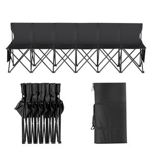 Panca Pieghevole Portatile a 6 Posti per Calcio con Tasche Laterali, Seduta Leggera e Richiudibile per Campeggio - Product Image 1