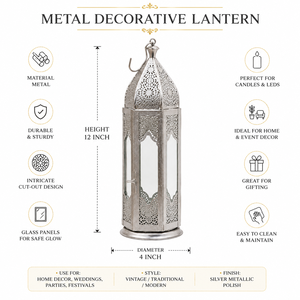Lanterne porte-bougie décorative en métal et verre, écologique et faite à la main |   Décoration de Noël suspendue de style marocain pour la maison, bougie - Product Image 5