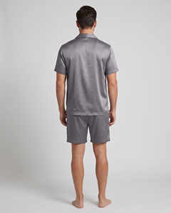 <b>Men's</b> Satin Short Sleeve Sleep Top With Pocket Shorts <b>Set</b> Sleepwear Night Suit <b>Men</b> 100% Silk Satin <b>Pajamas</b> <b>Sets</b> - Product Image 5