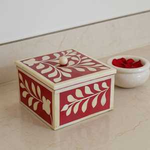 Boîte de rangement de bureau haut de gamme en os incrusté pour accessoires de bureau élégants et boîtes à bijoux de décoration intérieure - Product Image 5