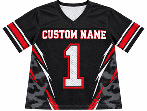 Custom Name <b>Black</b> Red <b>White</b> Mesh Strapless <b>Football</b> Jersey Adults Short Sleeve Sublimated Printed Solid 100% Polyester Plus Size - Product Image 1
