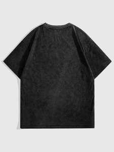 T-shirt robuste délavé à l'acide - Tee-shirt streetwear vintage épais - 100% coton, coupe décontractée, impression personnalisée pour homme - Product Image 2