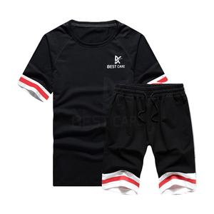 Ensemble T-shirt et short de course décontracté pour homme, respirant, été, 100% coton - Product Image 2