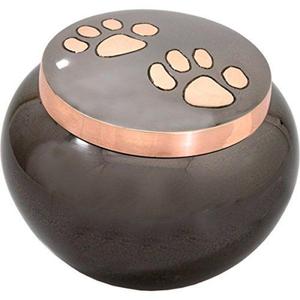 Urne funéraire noire pour animaux de compagnie avec motif de patte, urne métallique personnalisable Odyssey pour cendres, fournisseur en gros d'articles funéraires pour animaux - Product Image 5