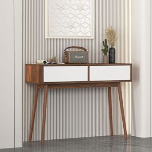 Consolle con 2 cassetti intagliati, tavolo da ingresso con spazio contenitore, gambe in legno per divano e corridoio - Product Image 1