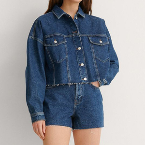 Conjunto de Shorts de Mezclilla Premium para Mujer, Camisa Informal Elegante a Juego con Shorts, 100% Algodón, Transpirable, Ecológico, Ajuste Cómodo - Product Image 2