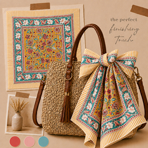 Foulard Bandana Multifonctionnel en Coton Respirant Fait Main à Imprimé Floral Ethnique, Doux pour la Peau, Idéal Printemps-Été-Hiver - Product Image 2