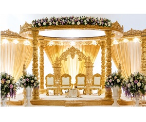 Mandap rond en bois de mariage design, magnifique mandap pour cérémonie de mariage indienne, mandap moderne pour mariage indien multiculturel, Canada - Product Image 1