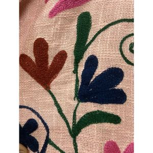 Floral Embroidered Knitted Cotton Autumn Winter <b>Jacket</b> Women Mandarin Collar Full Sleeve Open Front Handmade Design - Product Image 5