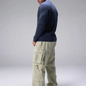 Men's Crewneck Sweatshirt Casual Long Sleeve Geometric <b>Textured</b> Waffle Knit Fashion Pullover Shirt - Product Image 3