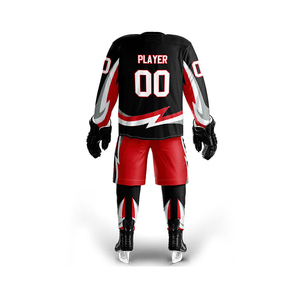 Tenue d'équipe de hockey personnalisée, impression numérique, maillot de hockey sur glace, uniforme à manches courtes, 100% polyester, col en V, unisexe, entraînement universitaire - Product Image 2