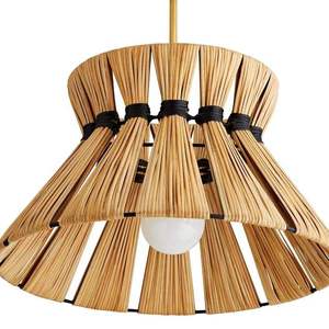 Abat-jour moderne en rotin, forme sablier, éventailé, en osier tressé, pour suspension de salon - Product Image 1
