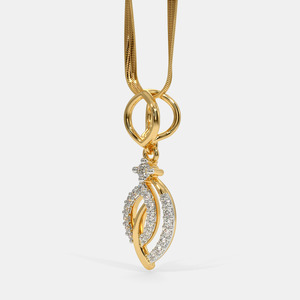 Yellow Gold Double Oval Swirl Lab Grown Diamond Pendant Necklace - Product Image 2